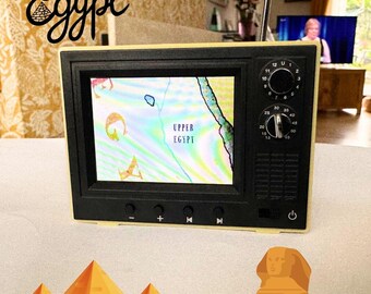 Coleção de história egípcia com mini tela / TV retrô e reprodutor de vídeo, presente egípcio para colecionadores