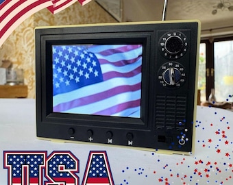 Coleção de história americana com mini tela / TV retrô e reprodutor de vídeo, presente para colecionadores