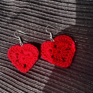 Crochet heart earrings