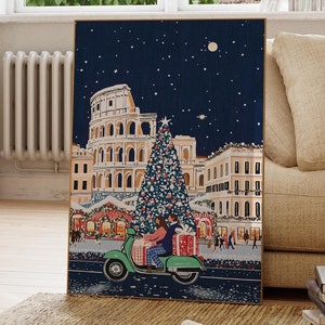 Rome at Christmas, Christmas Rome poster, Rome Christmas print, Christmas Wall Art, Italy Wall Art, Rome Retro, Christmas gift