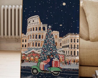 Rom zu Weihnachten, Weihnachten Rom Poster, Rom Weihnachten Druck, Weihnachtswandkunst, Italien Wandkunst, Rom Retro, Weihnachtsgeschenk