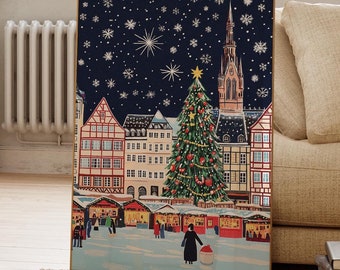Frankfurt Weihnachten Druck,Frankfurt Reisedruck,Deutschland Stadtbild Poster,Minimalistische Wandkunst,Hochzeitsgeschenk,Geburtstagsgeschenk, Pastell Kunstwerk