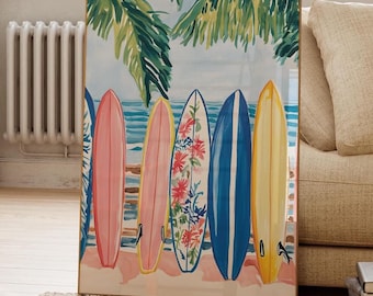 Hawaii Surf Boards Wall Art , Gallery Wall Print, Surf Wall Art, Coastal Wall Art, Hawaii Nature Print, Modern Surf Board Print Wall Art