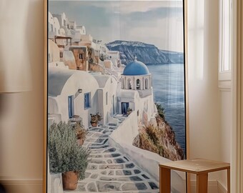 Santorini Poster, Travel Wall Art, Greek Island Decor, Mediterranean Prints, Vacation Souvenirs, Coastal Landscape Print, Aegean Sea Poster