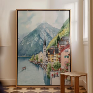 Hallstatt Poster, Travel Print, Beautiful Scenery Art, Print, Landscape Decor, New Home Gift, Travel Souvenir, PosterHall