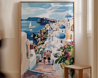 Santorini Poster, Travel Wall Art, Greek Island Decor, Mediterranean Prints, Vacation Souvenirs, Coastal Landscape Print, Aegean Sea Poster