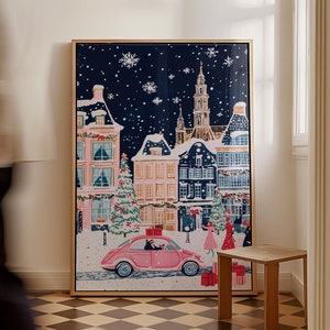 amsterdam at Christmas, Christmas amsterdam poster, amsterdam Christmas print, Christmas Wall Art, amsterdam Wall Art, amsterdam Retro, Christmas gift