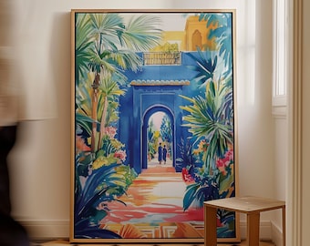 Jardin Majorelle Garden Illustration,Marrakech Art Print,Morocco Art Print,Marrakech Poster, Travel Print, Moroccan Decor, Housewarming Gift