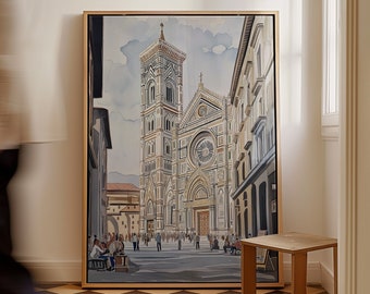 Florence Duomo Watercolor Print, Italy Travel Poster, Watercolor Window Wall Art, Toscana Illustration, Italy Lover Gift, Firenze Home Decor