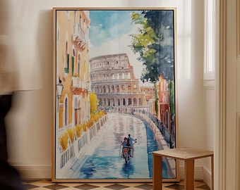 Rome Colosseum Print, Rome Italy  Art Print, Rome Watercolor Painting, Rome Travel Gift, Rome Travel Poster, Anniversary, Housewarming Gift