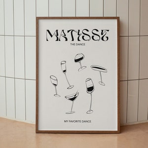 Champagne Art Print Trendy Wall Art Print Henry Matisse Print Neutrale Retro Girly Wall Decor Bar Cart Prints Funky Groovy Trendy Printable