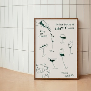 Martini Lover Print, Preppy Wall Art,Fun Minimalist Poster,Bar Cart Print, Cocktail Lover Gift, Cute Apartment Gift,Cheers, Digital Download