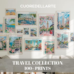 Travel Poster Bundle Printable Wall Art, World Travel Poster Art,Gallery Wall Set, 100+ Cities Digital Download Prints,Wanderlust Home Decor
