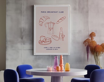 Croissant Poster Food print French croissant poster kitchen wall decor bakery wall art Breakfast print cute poster Breakfast Kitchen Art