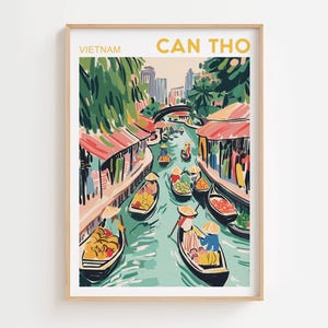 Can Tho Mekong Delta Floating Markt Vietnam Reise Wandkunst, Vietnam Reise Poster, Digitaldruck, Instant Download,Vietnam Poster