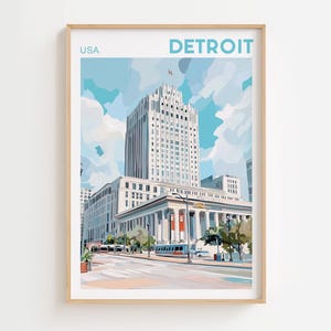 Detroit Wand Kunst Druck, Detroit Poster, Detroit Kunstdruck, Detroit Skyline, Detroit Reise Poster Druck, USA Wandkunst, druckbare Wandkunst