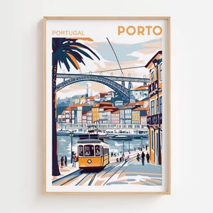 Porto aquarel, Portugal kunst aan de muur, Porto poster, Porto reisposter, Portugal stadsgezicht kunst, uniek reiscadeau idee