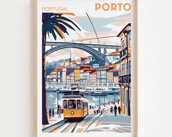 Porto Watercolor Painting, Portugal Wall Art, Porto Poster, Porto Travel Poster, Portugal Cityscape Art, Unique Travel Gift Idea