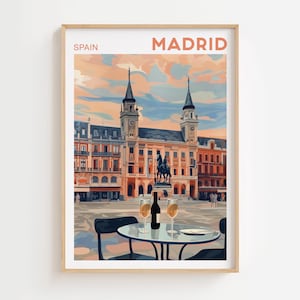 Madrid Plaza Mayor Print, Spain Wall Art, Madrid Cityscape, Watercolor Print, Spain Painting, Madrid Art Print, Spain Art, Europe Print