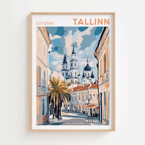 Tallinn Estonia Art, Watercolor Painting, European Artwork, Baltic Sea, Cobblestoned Streetscape, Tallinn Travel Poster European Travel Gift