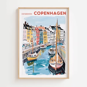 Copenhagen Print,Nyhavn Denmark Wall Art,Watercolor Painting,Copenhagen Cityscape,Europe Print,Denmark Decor, Scandinavian Print,Travel Gift