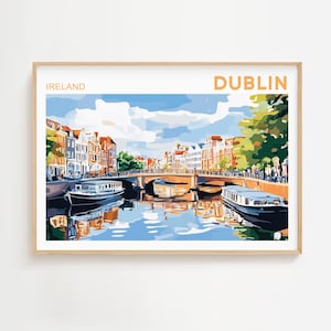 Dublin Watercolor Painting Print Ireland Wall Art Print Liffey Bridge Wall Art Irish Cityscape Architecture Travel Poster