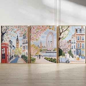 Conjunto de 3 impressões de Londres, London Eye, Notting Hill, Big Ben, download digital, impressão de arte, pôster de Londres, inauguração de casa, pôster de viagem, presente de viagem,