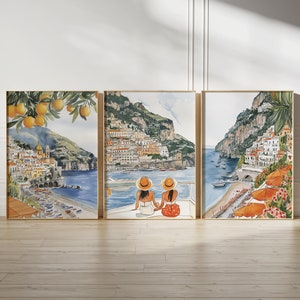 Amalfi Coast Prints Set of 3 Printable Art, Italy Wall Art Italian Coast Prints, Italy Photography Blue Amalfi Posters Blue Coastal Decor