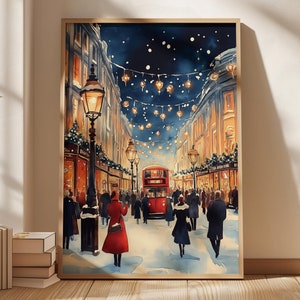 London zu Weihnachten, Weihnachten London Poster, London Weihnachten Druck, Weihnachtswandkunst, London Wandkunst, London Retro, Weihnachtsgeschenk