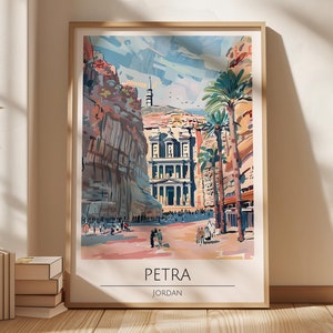 Petra Print, Jordan Wall Art, Watercolor Painting, Jordan Landscape, Jordan Art, Jordan Decor, Middle East Art, Travel Gift