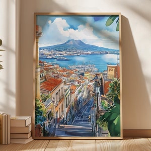Nápoles Italia Acuarela Póster Descarga Digital Decoración Imprimible Nápoles Impresión Digital Descargar Nápoles Impresión Italia Póster Digital Impresión Nápoles
