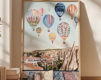 Cappadocia, Turkey Art Print, Hot Air Balloon Print, Travel Print, Travel Poster, Europe Print, Housewarming Gift, Anniversary Gift