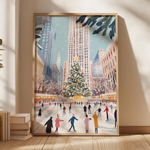 Ice Skating Print,NYC Christmas Print,Rockefeller Center Print,Winter Wall Art,Printable Christmas Wall Art,Winter Decor,DIY Christmas Decor