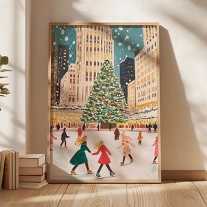 Ice Skating Print, Winter Wall Art, Printable Christmas Wall Art, Holiday Print, Winter Decor, DIY Christmas Decor