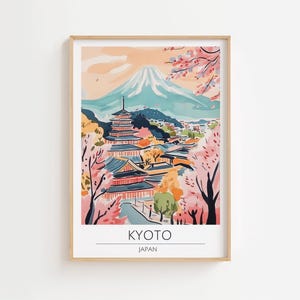 Impresión de Kioto, Arte mural japonés, Impresión artística japonesa, Paisaje urbano de Kioto, Impresión de acuarela, Pintura japonesa, Arte mural de primavera, Arte japonés, Regalo de viaje