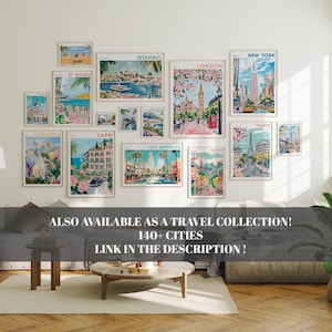 Retro Travel Poster Paris Print Eiffel Tower Wall Art Vintage Prints France Travel Poster European Retro Home Decor Modern Digital Download image 3