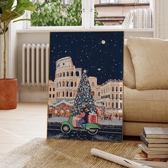 Rome at Christmas, Christmas Rome poster, Rome Christmas print, Christmas Wall Art, Italy Wall Art, Rome Retro, Christmas gift