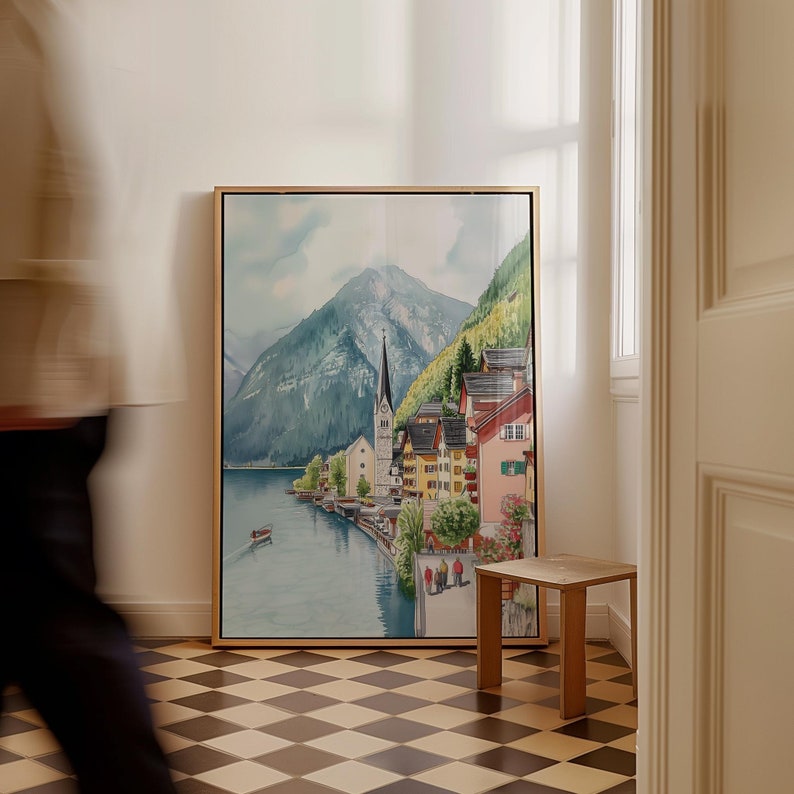 Hallstatt Poster, Travel Print, Beautiful Scenery Art, Print, Landscape Decor, New Home Gift, Travel Souvenir, PosterHall