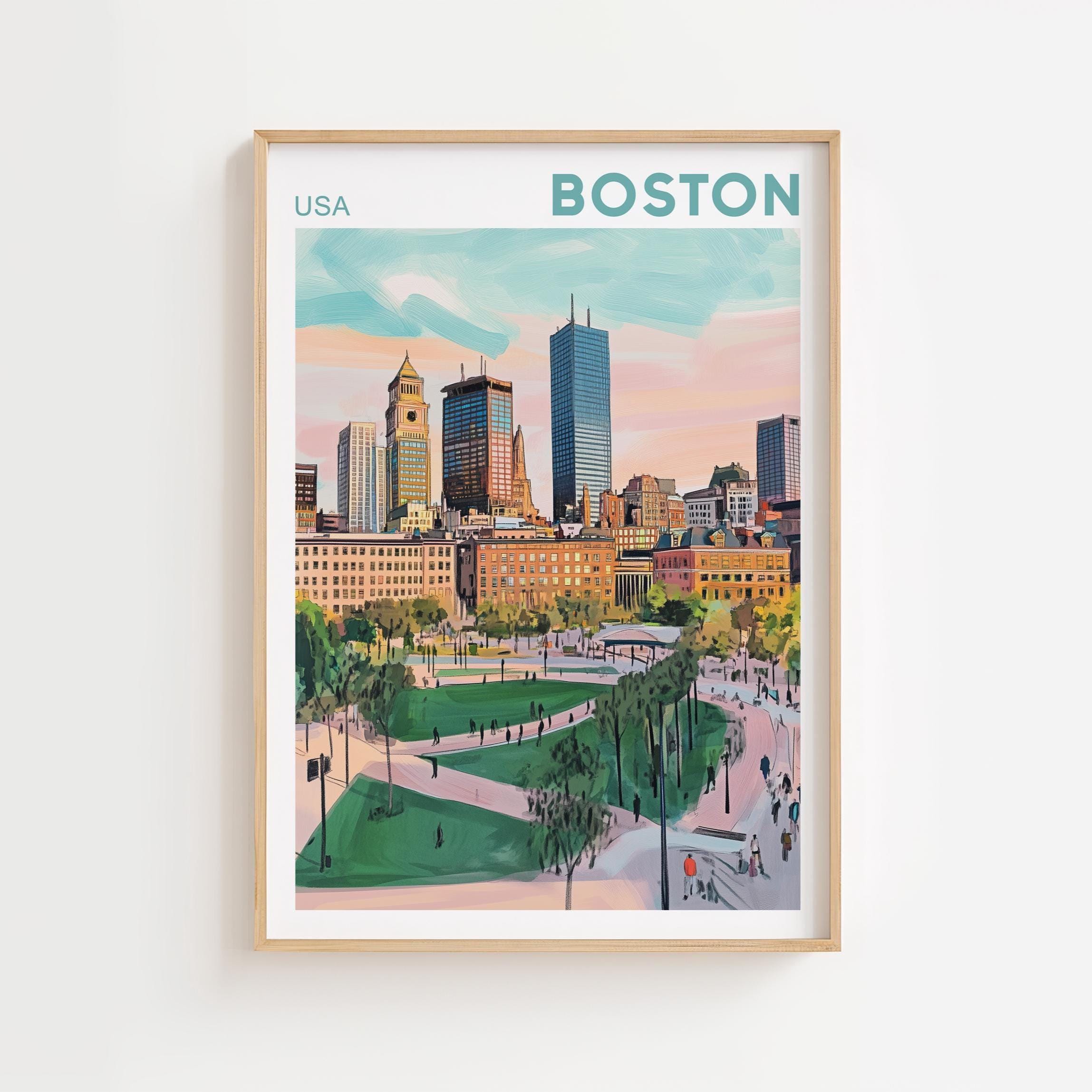 Boston Travel Poster United States Art Maximal Decor Mid Century Modern ...