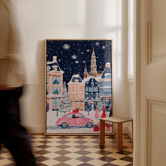 Amsterdam at Christmas, Christmas Amsterdam poster, Amsterdam Christmas print, Christmas Wall Art, Amsterdam Wall Art, Christmas gift