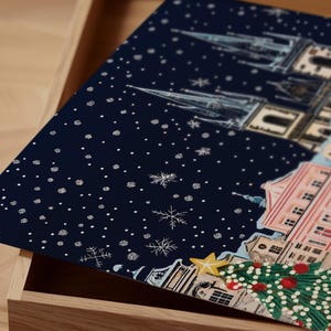 Praga en Navidad, póster navideño de Praga, impresión navideña de Praga, arte mural navideño, arte mural de Praga, Praga retro, regalo de Navidad imagen 7