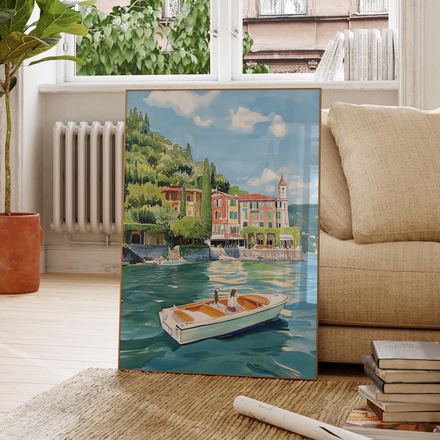 Lake Como Wall Art Watercolor Print, Italian Art, Bellagio Print ...
