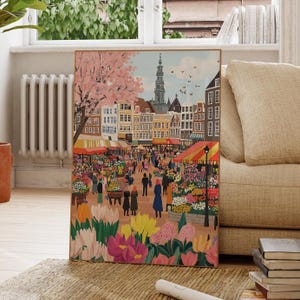 Flower Market Amsterdam Watercolor Painting,amsterdam Wall Art ...