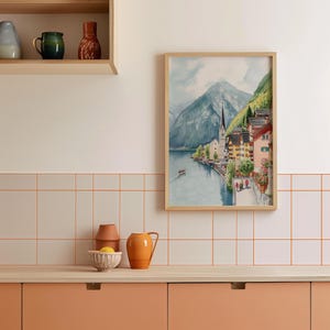 Hallstatt-affisch, akvarelltryck av Hallstatt, väggkonst i Österrike, resetryck, landskapskonst, landskapsdekor, present till nytt hem, resesouvenir bild 8
