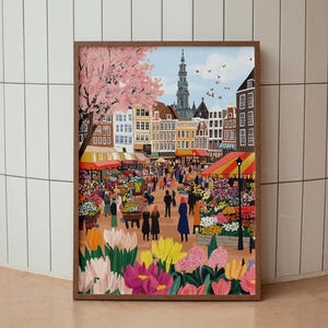 Flower Market Amsterdam Watercolor Painting,amsterdam Wall Art ...