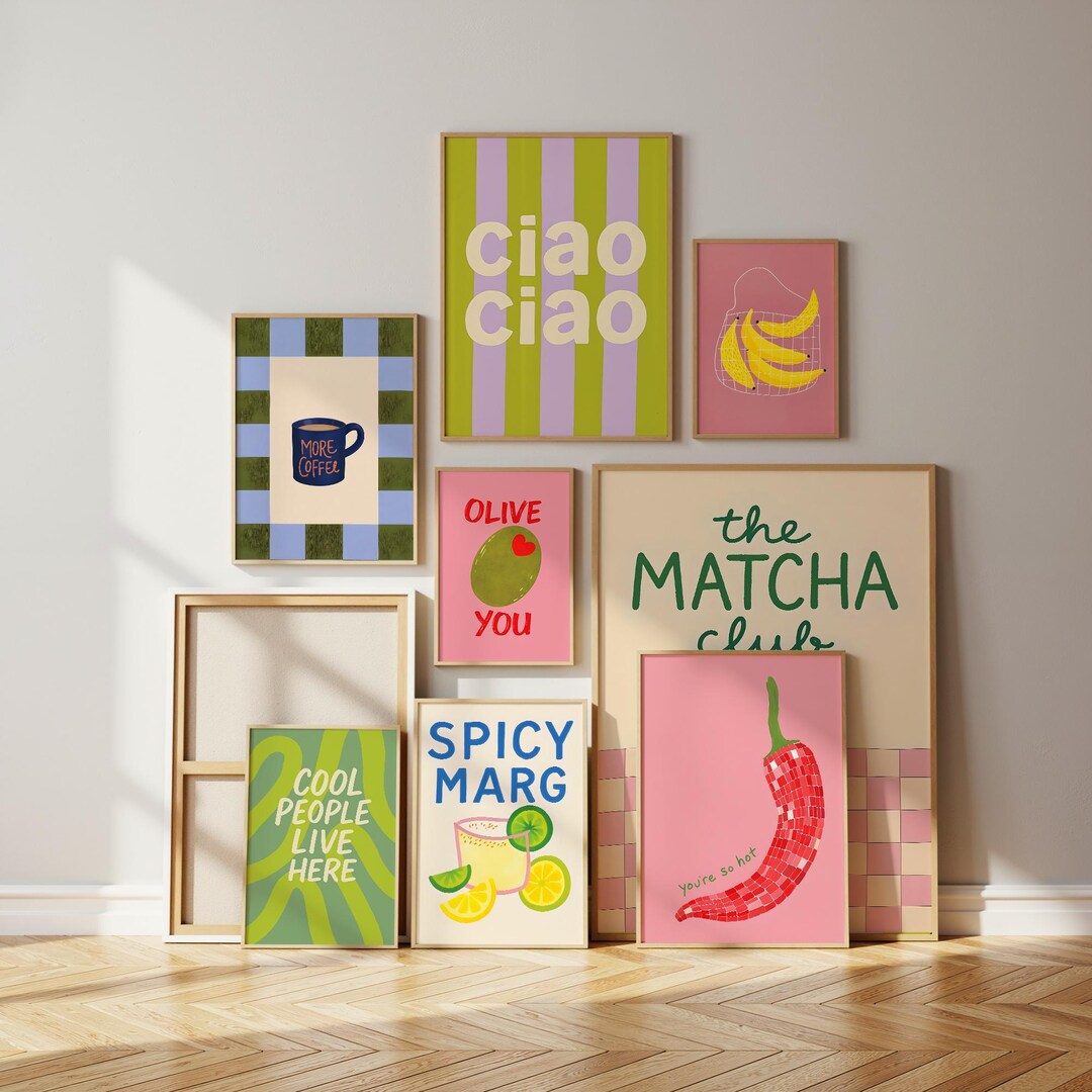 100+ kitchen art prints bundle, food & drink wall... 20 Art Prints Preppy Kitchen Printable,eclectic Gallery Set, Colorful ...