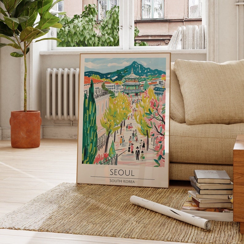 Seoul Travel Poster Korea Wall Art Asia Travel Gifts Printable Art