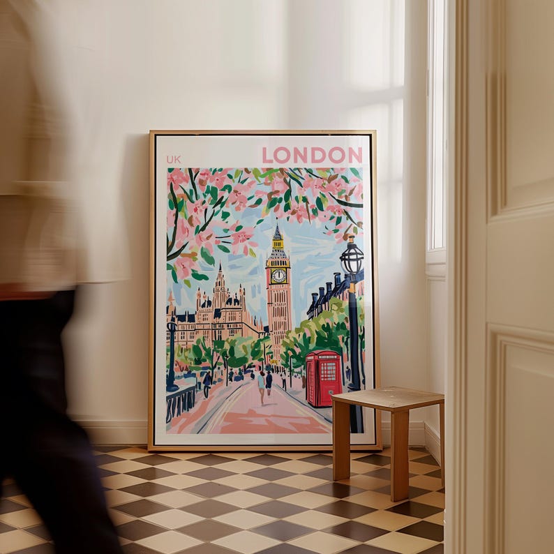 Impression de voyage à Londres, art mural de Londres, décoration d'intérieur de Londres, illustration de Londres, affiche de voyage, cadeau pour la décoration d'intérieur de Londres, Royaume-Uni image 5