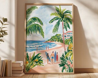 Hawaii Wall Art , Gallery Wall Print, Surf Wall Art, Coastal Wall Art, Hawaii Nature Print, Modern Surf Board Print Wall Art