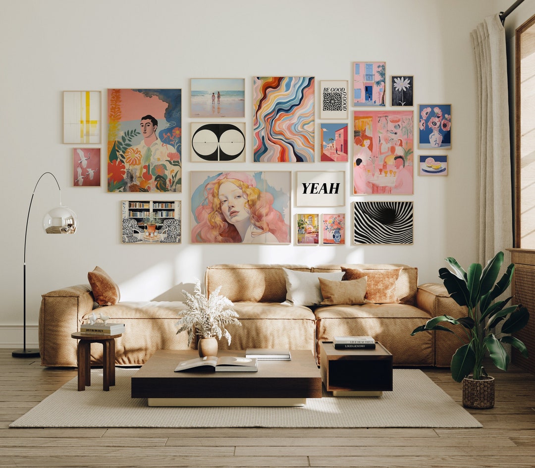 Eclectic Gallery Wall Set of 19, Maximalist Gallery Print Set, Antique